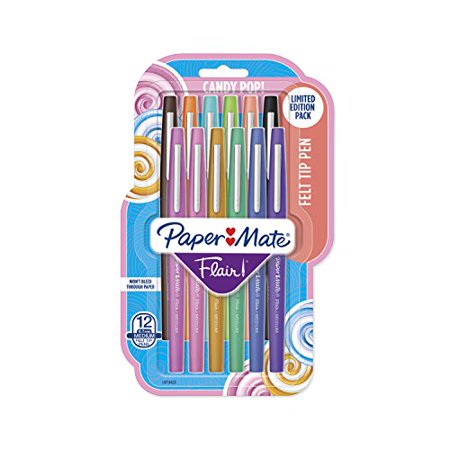 Paper Mate Flair Felt Tip Pens  Medium Point  Limited Edition Candy Pop Pack  Pack of 12