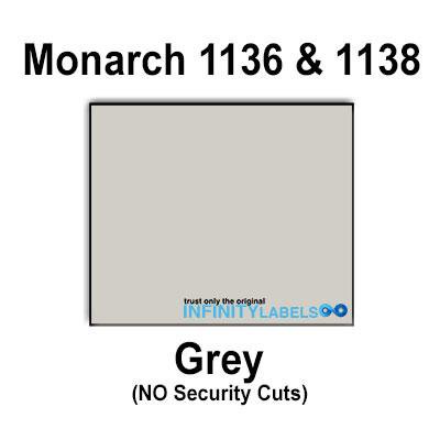 112 000 Monarch 1136/1138 Compatible Gray Price Gun Labels for Monarch 1136  Monarch 1138 Price Guns. Full Case + 8 Ink Rollers. NO Security Cuts.