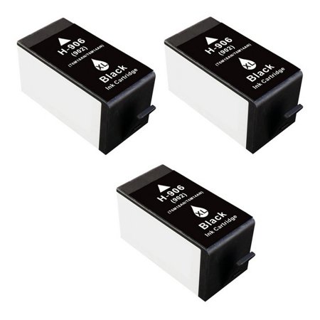 PrinterDash Replacement for OfficeJet Pro 6960/6962/6970/6974/6975/6978/6979 Black High Yield Inkjet (3/PK-1500 Page Yield) (NO. 906XL) (T6M18AN_3PK)