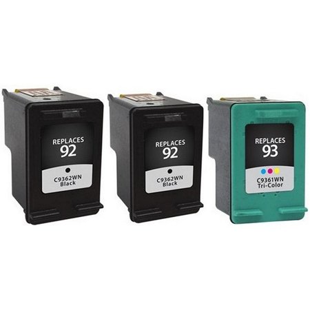 PrinterDash Replacement for DeskJet 5420/5440/5443/D4145/D4169/PSC-1507/1510 Inkjet Combo Pack (2-Black/1-Color) (NO. 92/NO. 93) (CB310BN)