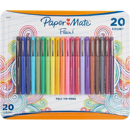Paper Mate Flair Felt Tip Pens  Medium Point  Assorted Colors  20 Ct