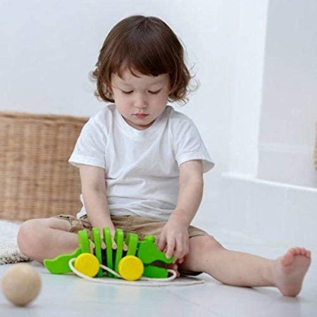 PlanToys (5105) Wooden Dancing Alligator Push and Pull Toy