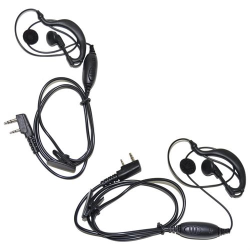 HQRP 2-Pack G Shape 2 Pin Earpiece Headsets PTT Mic for Kenwood TK-2212 TK-2212K TK-2302 TK-2312