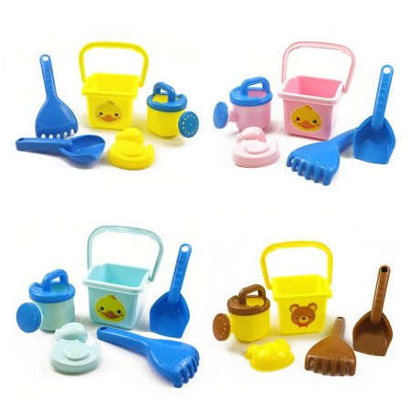 Sunnymall 5Pcs Summer Kids Cartoon Bear Duck Bucket Rake Outdoor Beach Sand Play Toy Set  Color#6249