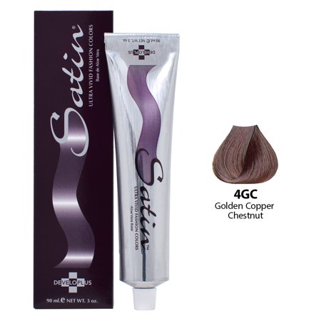 Satin Ultra Vivid Fashion Colors  4GC Golden Copper Chestnut Hair Dye  3 Oz.  Gold Copper Series Permanent Hair Dye  Made with Soy Protein a