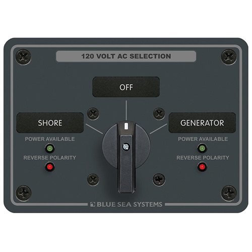 Blue Sea 8367 AC Rotary Switch Panel 30 Ampere 2 Positions + OFF, 2 Pole