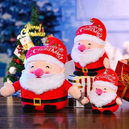 Sunnymall Delicate Craft Christmas Santa Toy Lovely Expression Three-dimensional Christmas Santa Plush Toy for Decoration  Color#5674