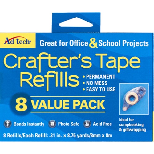 Adtech Crafter's Adhesive Tape Refills (05674). Perfect for Scrapbooking, Crafting and More! Bonds Instantly, Photo Safe & Acid-Free. 8 Pack. Each Rol