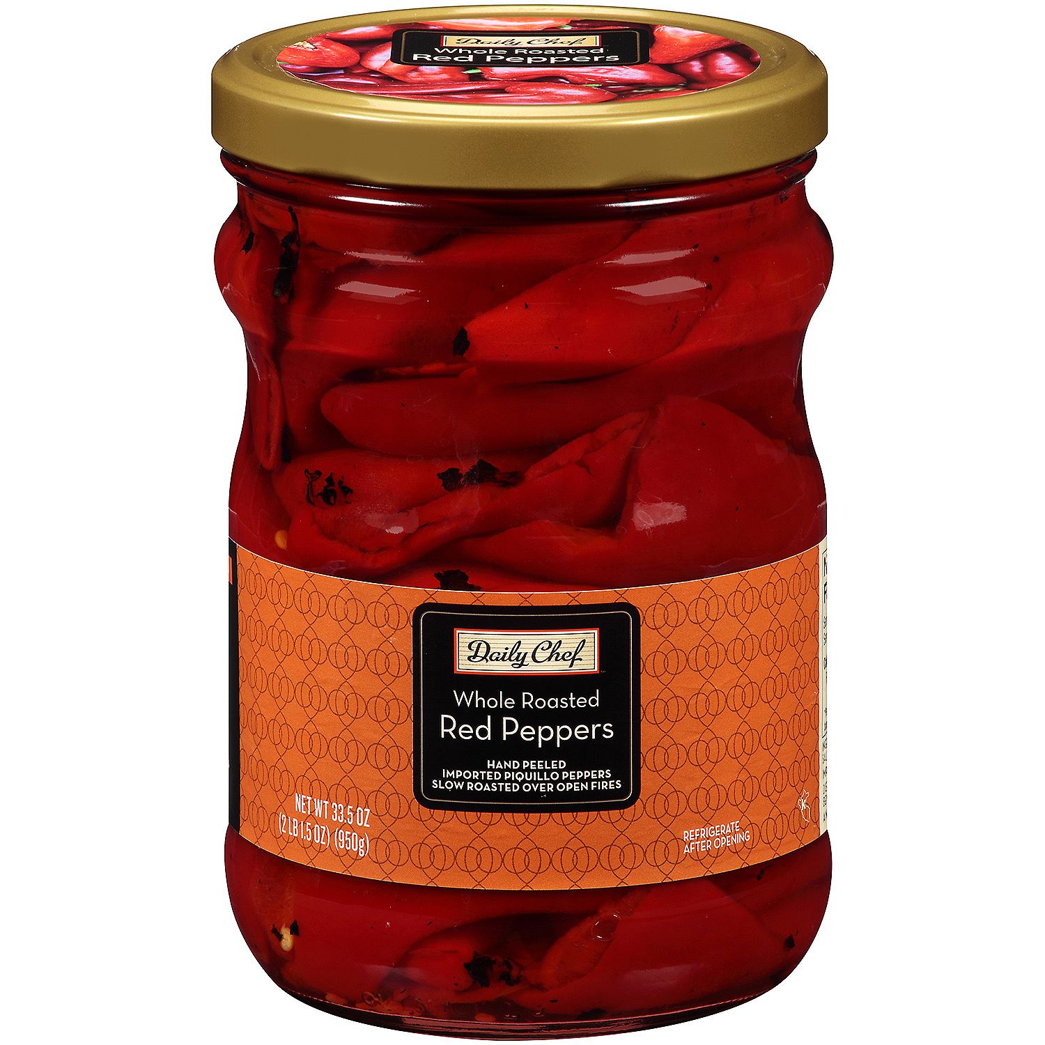 (6 Pack) Daily Chef Whole Roasted Red Peppers - 33.5 Oz.