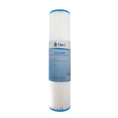 Tier1 1 Micron 20 Inch X 4.5 Inch | Pleated Cellulose Whole House Sediment Water Filter Replacement Cartridge | Compatible with Pentek ECP1-20BB  2554