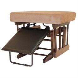 Dutailier Ottoman for Sleigh and 2-post Gliders in Espresso Finish Light Brown Fabric