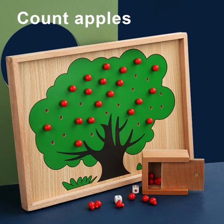 Sunnymall 1Set Educational Apple Toy Exercise Mathematics Ability Fun Wood Montessori Magnetic Apple Tree Toy for Boys  Color#2313
