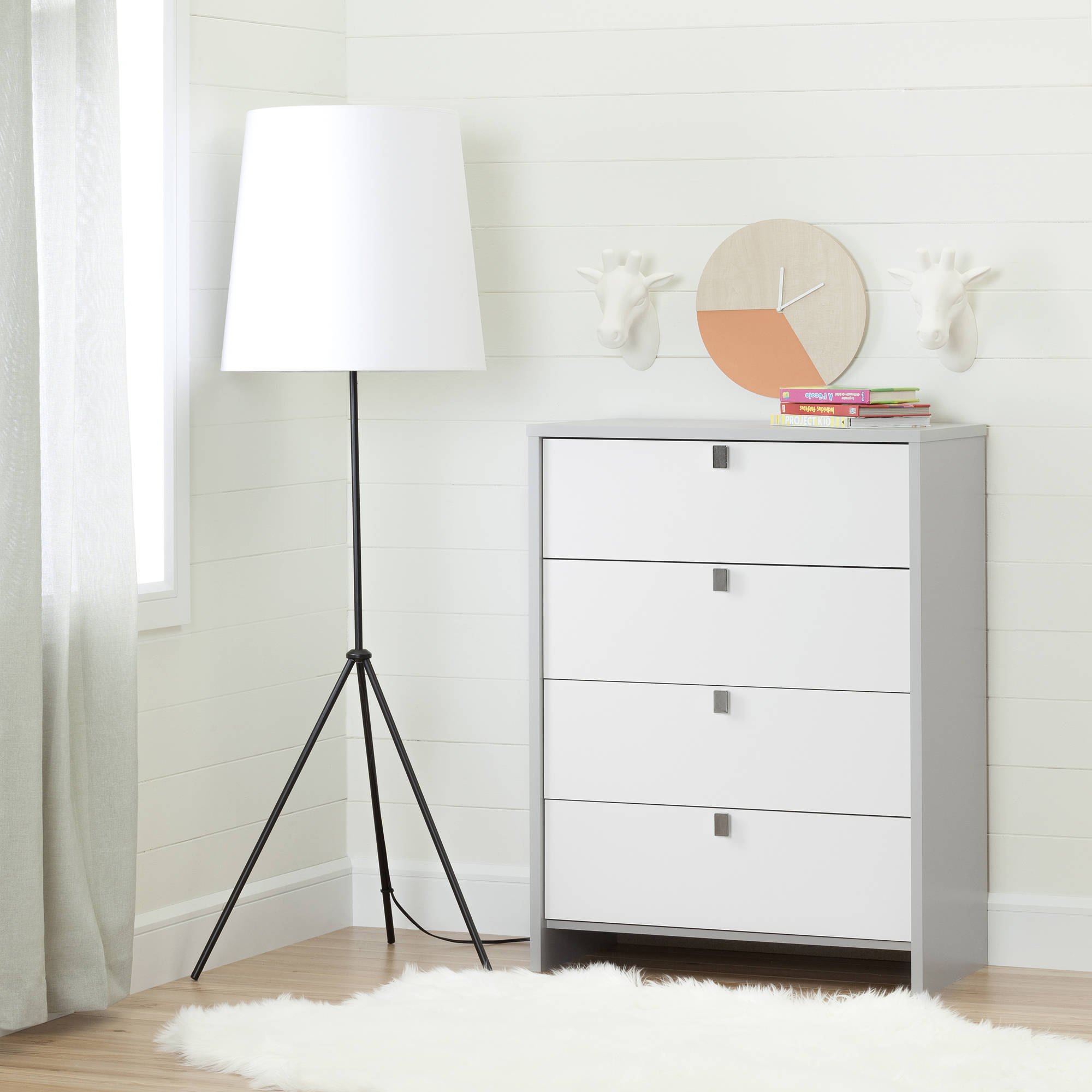 South Shore Cookie Kids 4-Drawer Dresser/Chest, Grey/White
