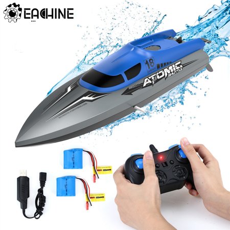 EACHINE EB02 High Speed RC Boat  30 KM/H Rowing Motor  2 Batteries  Remote Control Boat for Kids and Adults  Racing Boat for Pools & Lakes Rechargeabl