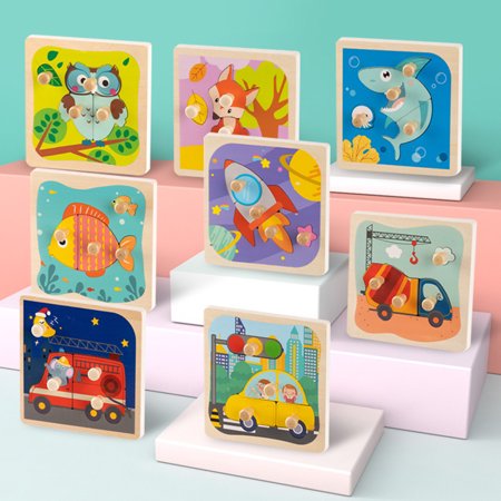 Sunnymall Early Childhood Education Wooden Pegs Hand Grab Board Cognitive Puzzle Kids Toys  Color#1744