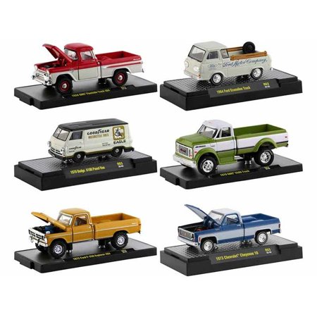 Auto Trucks 6 Piece Set Release 63 in DISPLAY CASES Limited Edition to 8875 Pieces Worldwide 1/64 Diecast Model Cars by M2 Machines