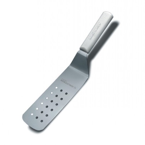 Dexter Russell PS286-8PCP SANI-SAFE 8x 3 Perforated Turner W/ Polypropylene White Handle, Stainless Steel, Polypropylene Handle, Silver