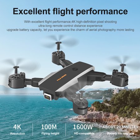 Sunnymall Drone 4 Foldable Propellers 4K Resolution Brush Motor 120 Degree Wide-Angle RC Camera Drone for Aerial Photography  Color#3943