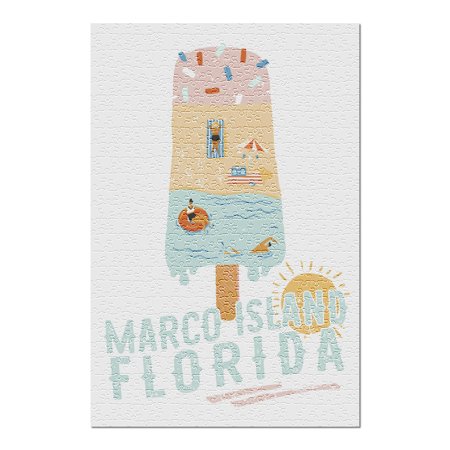 Marco Island  Florida  Summer Ice Cream Scene (19x27 Inches  Premium 500 Piece Jigsaw Puzzle for Adults and Family  Made in USA)