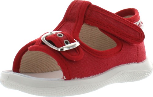 Naturino Girls 7786 Canvas Sandals with Buckle, Rosso,24
