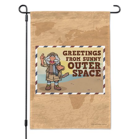 Greetings from Sunny Outer Space Uncle Travelling Matt Fraggle Rock Garden Yard Flag