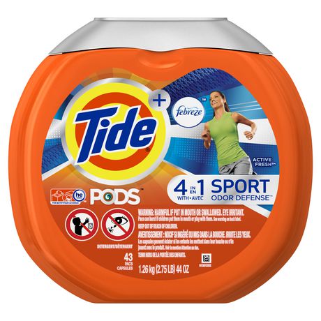 Tide Pods Plus Febreze Odor Defense Laundry Detergent Pacs  Active Fresh Scent  43 Loads  1 Count