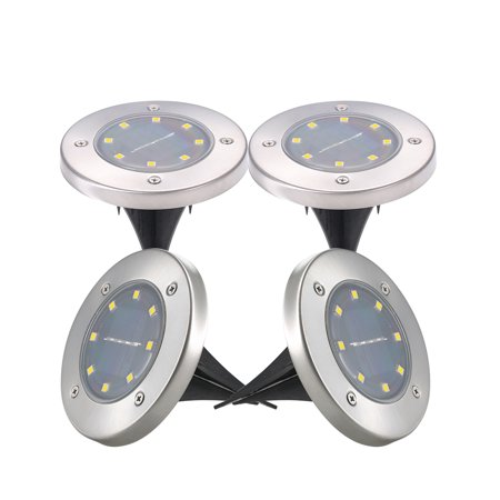 Meterk 4Pcs Solar Powered Energy Ground Light Outdoor Lamp IP65 Water-resistant 8 LED 20LM Garden Landscape Spike Lighting for Yard Driveway Lawn Path