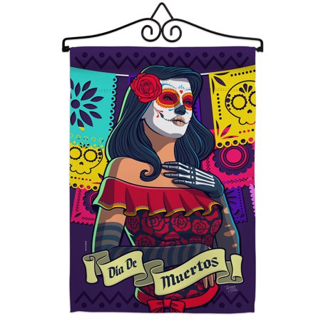La Calavera Catrina Garden Flag Set Day of Dead Fall 13 X18.5 Double-Sided Decorative Vertical Flags House Decoration Small Banner Yard Gift