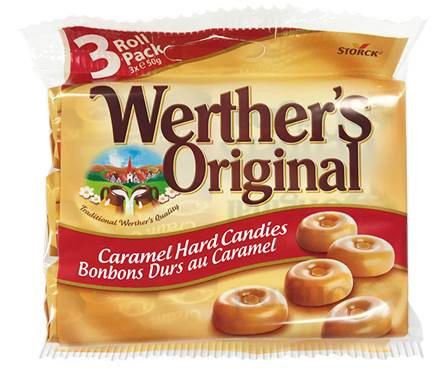 Werther S Original Caramel Hard Candies  3 Rolls X 50g  150g/5.25 Oz Package (Imported from Canada)