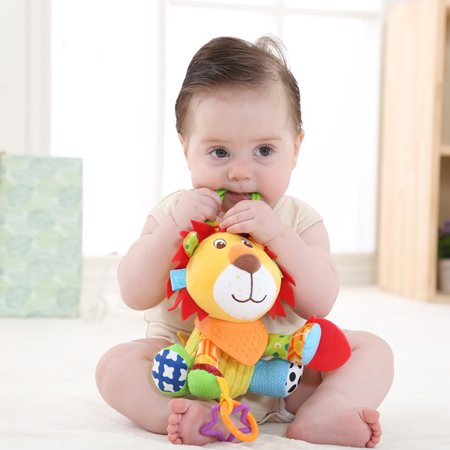 Sunnymall Cute Cartoon Animal Baby Crib Bed Stroller Hanging Ring Toy Squeaky Teether  Color#4964