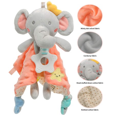 VONTER Baby Comfort Security Taglet Blanket Soft Appease Towel with Colorful Tags Lovey Plush Animal Toys Blankets for Unisex Newborn Toddlers Infant 