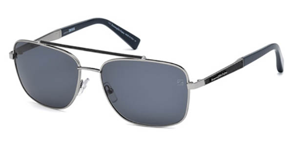 Ermenegildo Zegna EZ 0036 14V Navy/Silver Square Sunglasses - 59-16-145