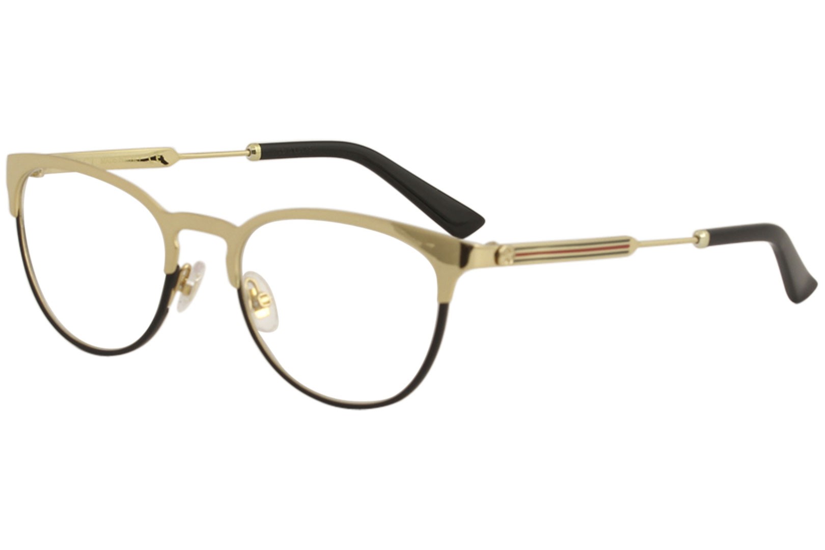 Gucci Eyeglasses GG0134O GG/0134/O 001 Gold/Black Full Rim Optical Frame 52mm
