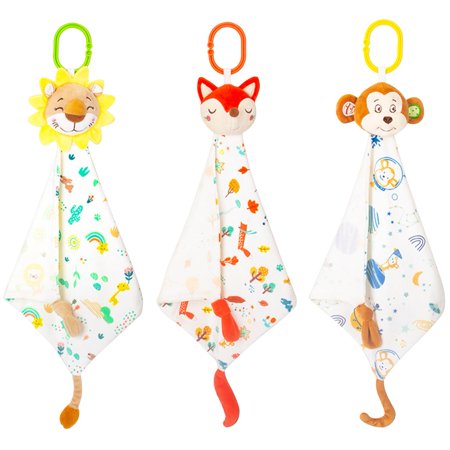 MEGAWHEELS Baby Security Blanket-Unisex Soft Touch Comforting Colorful Stuffed Animal Blanket Plush Baby Lovey Blanket for Newborn Toddlers