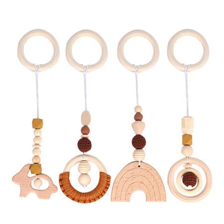 Tangnade Pop It Stress Toy Slime for Kids Children S Toys Baby Gym Toy Wooden Baby Teething Ring Pendant Rattles Baby Hanging Pram Toy 4pc Brown