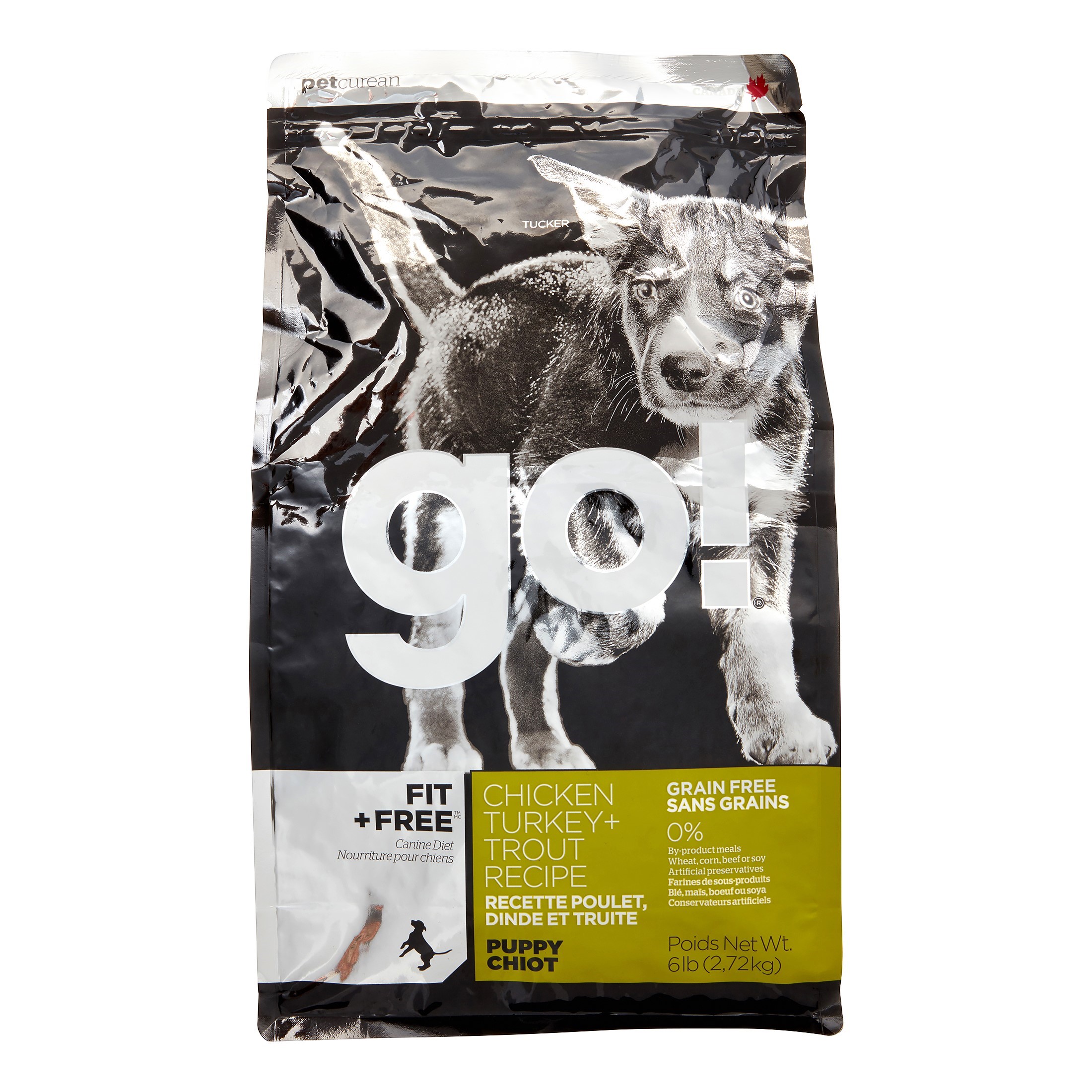 Petcurean Go! Fit + Free Chicken, Turkey & Trout Recipe Puppy Dry Dog Food, 6 Lb