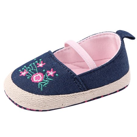 Relanfenk Baby Girl Shoes Elastic Band Comfortable Flower Solid First Walkers Kid Shoes