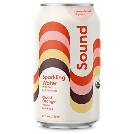 Sound Organic Sparkling Water with + Botanicals  Blood Orange Vanilla Black Tea  Unsweetened  Non-GMO  Zero - 12 Fl Pack of 12