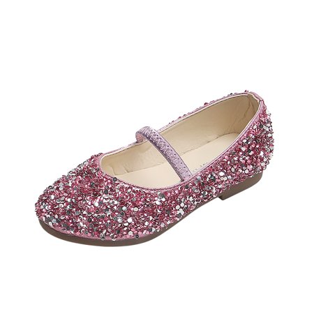 Relanfenk Baby Shoes Children Princess Girls Dance Leather Sequined Soft Bottom Shoes