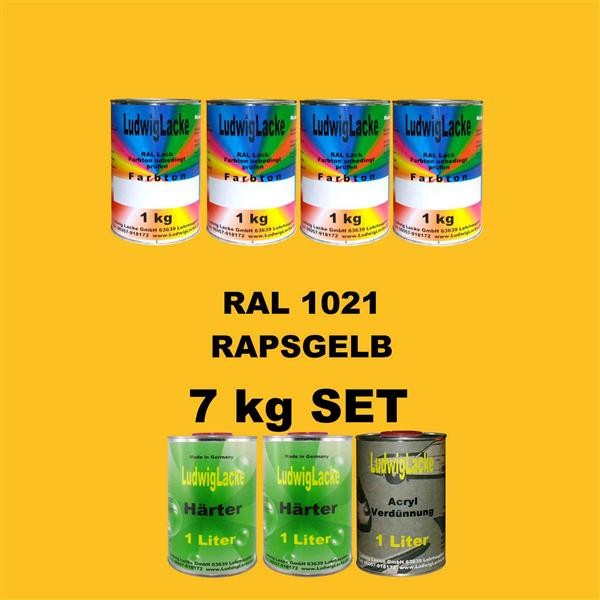 RAL 1021 Matt Autolack SET 7 Kg Incl. Härter Und Acyrylverdünnung