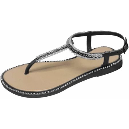 Shoes 18 Womens PCU Sandals with Rhinestone Detail 0036 Black 5