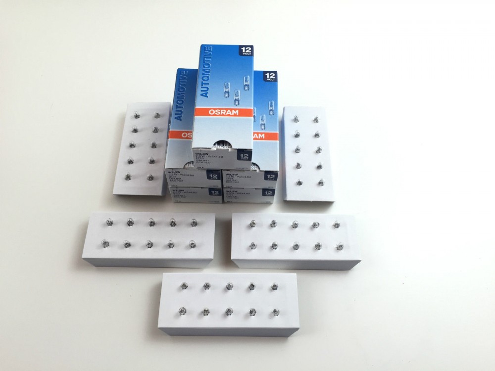 50 X Osram Lampe 12V 2,3W W2x4.6d Glassockellampe W2,3W Innenbeleuchtung 2723