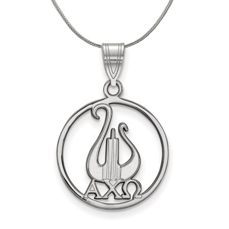 The Black Bow Sterling Silver Alpha Chi Omega Large Circle Necklace - 16 Inch