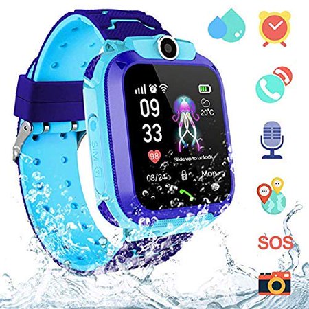 4 Pcs Q12 Kids Smartwatch Intelligent Waterproof Touch-screen SOS Phone Call Device Location Tracker Watches Camera Smart Watch -Blue Sale 5796