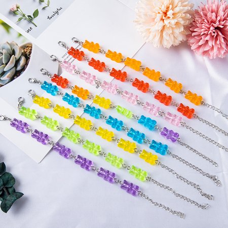 Buytra Cute Gummy Bears Bracelet Stainless Steel Chain Pendant Charms Bracelets
