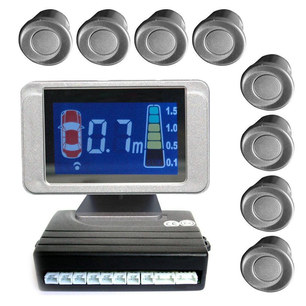 Einparkhilfe Mit 8 a-Class-Sensoren: 4 Vorne Und 4 Hinten Silber LCD-Display