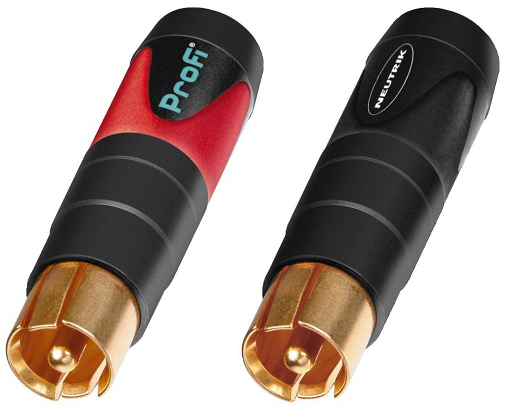 Neutrik Black Straight Cable RCA Plug, Gold Over Nickel, 16A