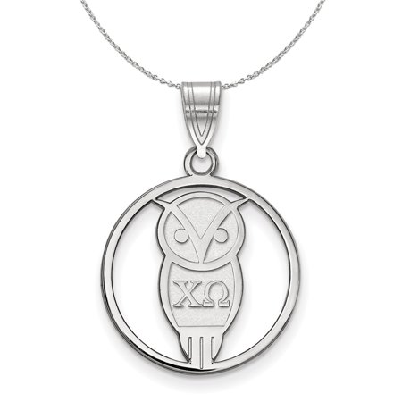 The Black Bow Sterling Silver Chi Omega Medium Circle Pendant Necklace - 16 Inch