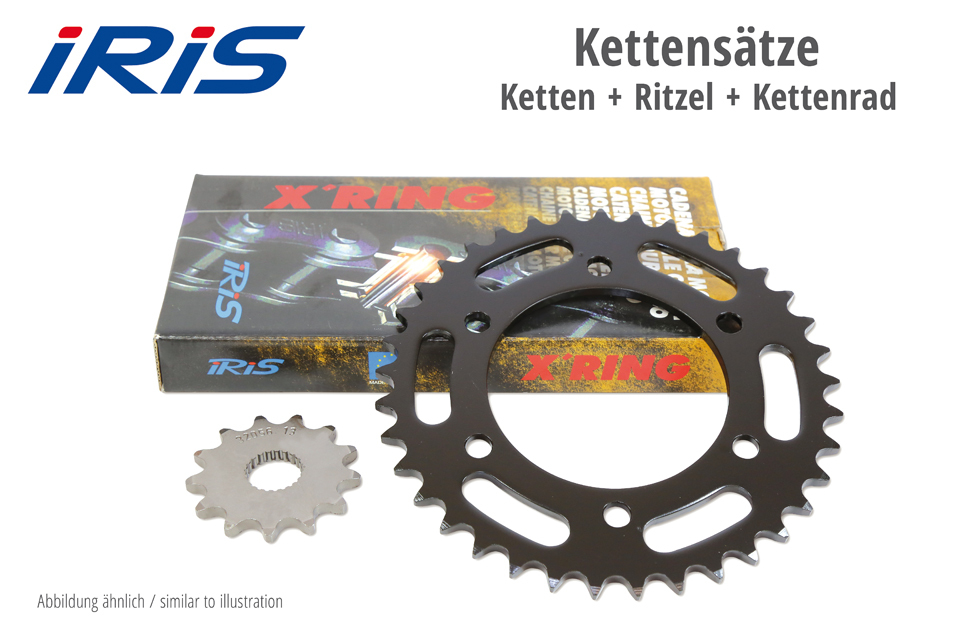 IRIS Kette & ESJOT Rder Chain Set, KTM 950/990 Adv., 03-, 990 Adv.R, 09-16, 1050 Adv., 15-16, 1090 Adv., 17-, Black, Black