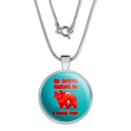 My Spirit Animal Is a Gummy Bear 1  Pendant with Sterling Silver Plated Chain
